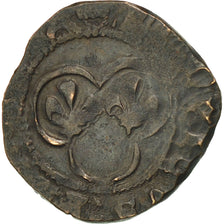 Moneta, Francia, Louis XI, Denier Tournois, Uncertain Mint, MB+, Biglione