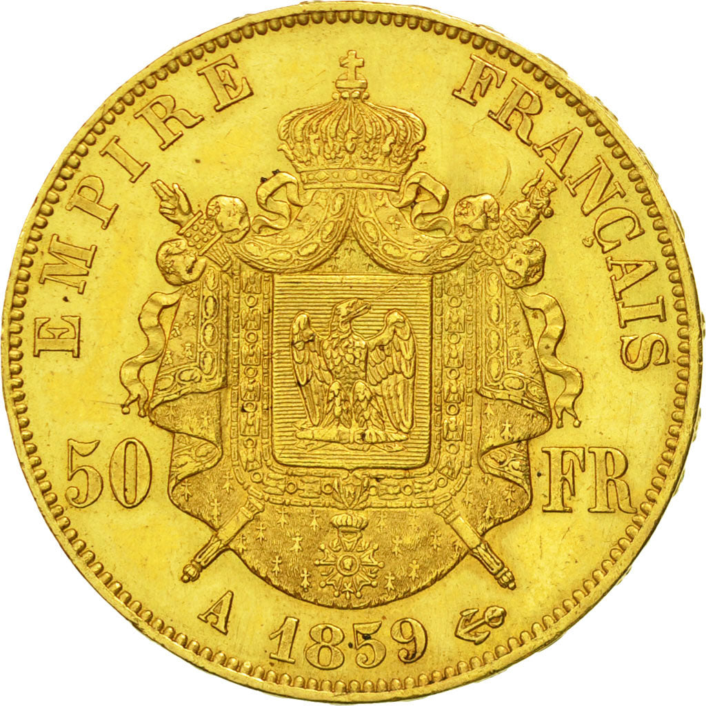 Coin, France, Napoleon III, Napoléon III, 50 Francs, 1859, Paris, AU(50-53)
