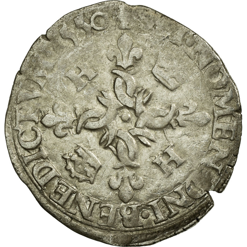 Coin, France, Douzain aux croissants, 1550, St André Villeneuve les Avignon