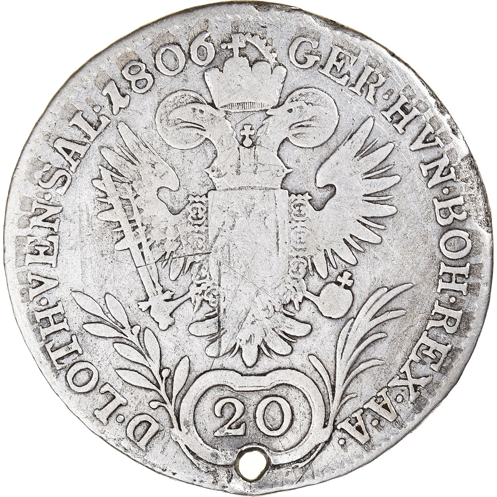 Coin, Austria, Ferdinand I, 20 Kreuzer, 1806, Vienne, VF(30-35), Silver, KM:2141