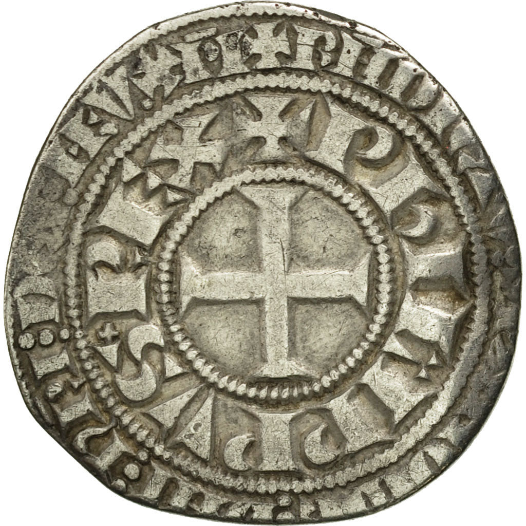 France, Philippe IV, Gros Tournois à l'O rond, TB+, Argent, Duplessy:213B