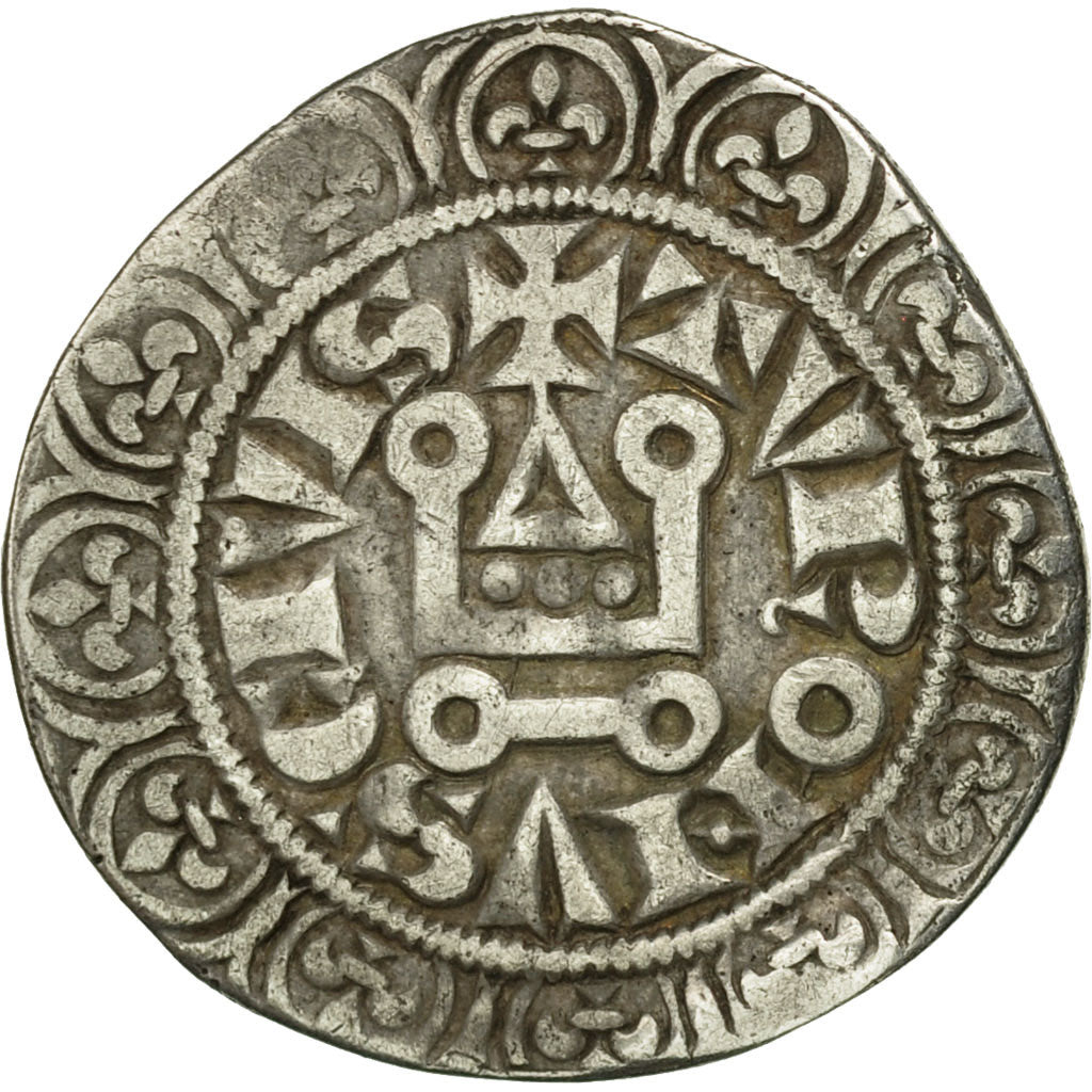 France, Philippe IV, Gros Tournois à l'O rond, TB+, Argent, Duplessy:213B