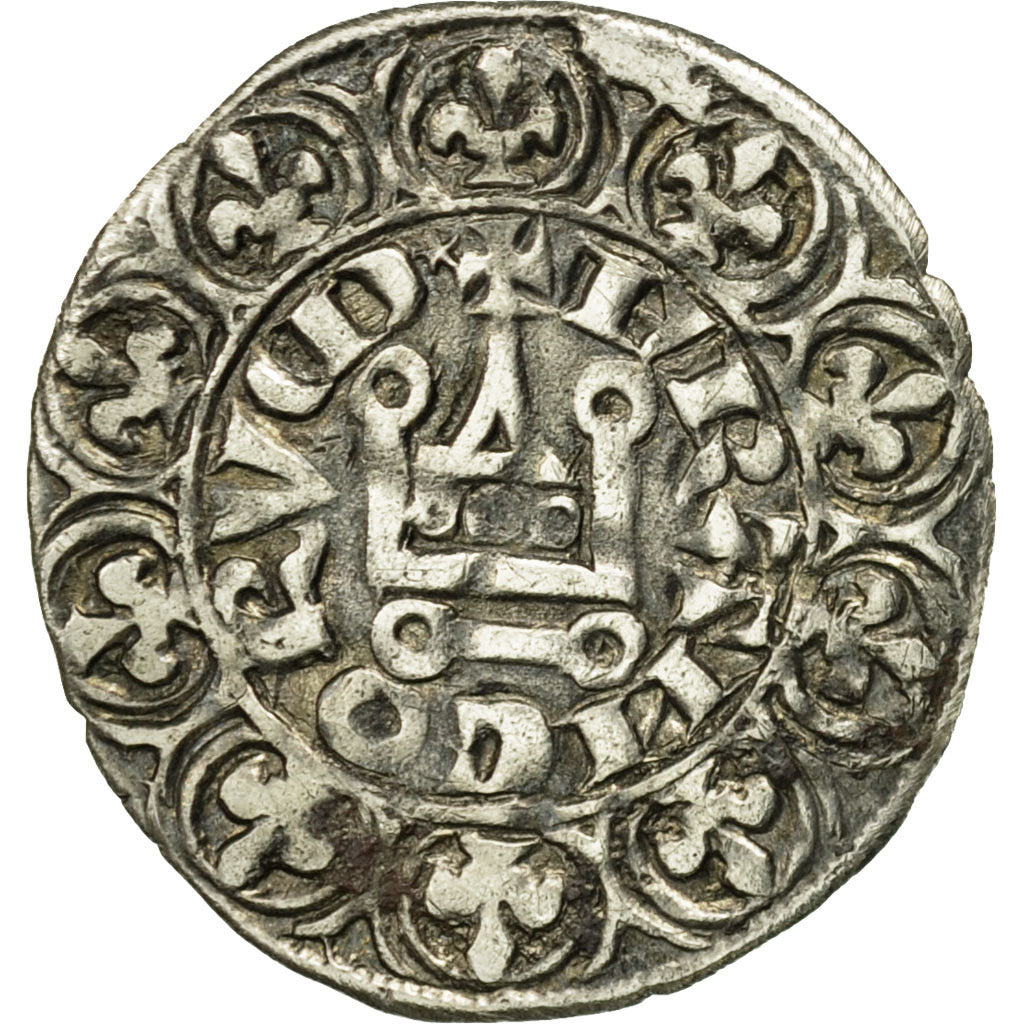 France, Charles IV, Maille Blanche, EF(40-45), Silver, Duplessy:243D