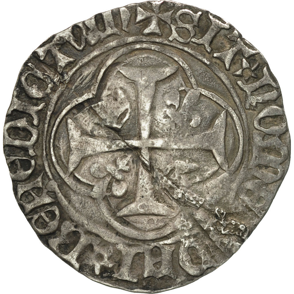 Coin, France, Charles VII, Blanc à la couronne, Troyes, VF(30-35), Billon
