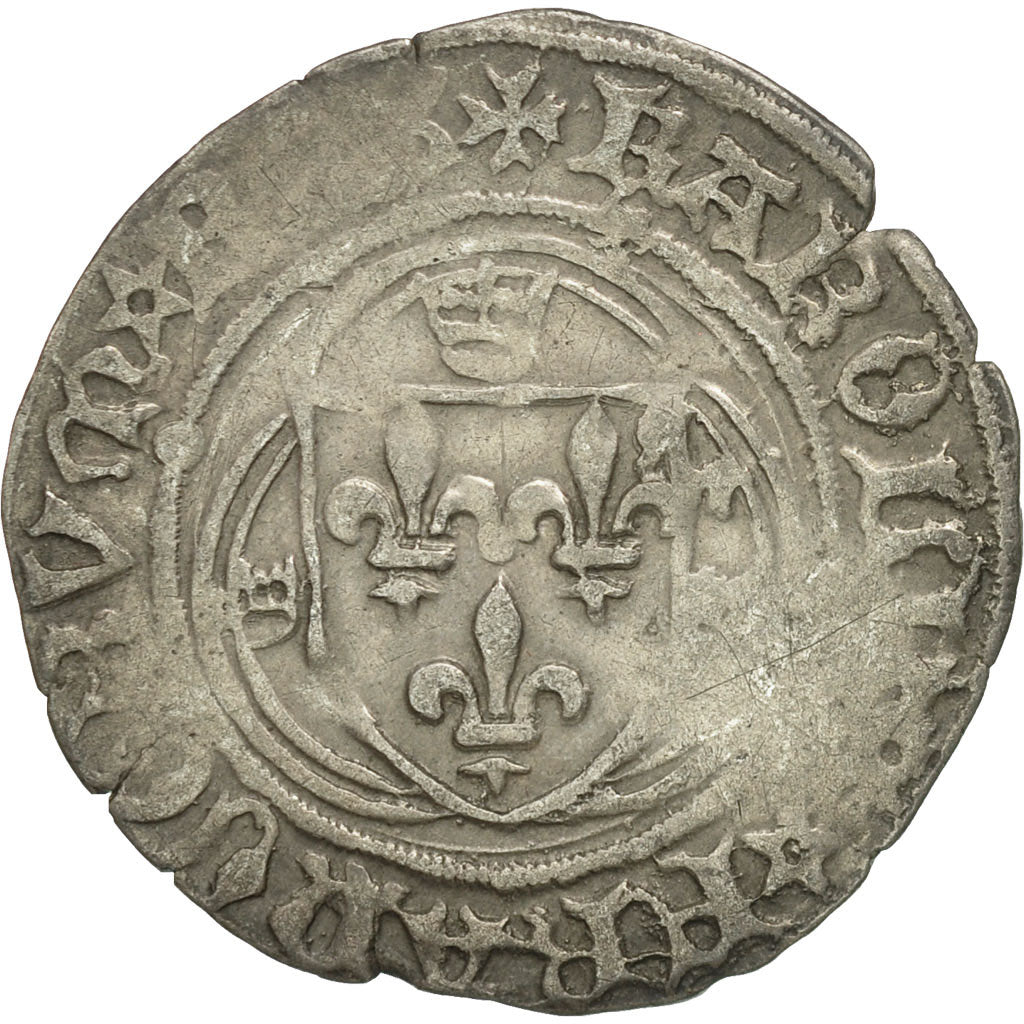 Monnaie, France, Charles VII, Blanc à la couronne, Tournai, TB+, Billon
