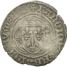 Monnaie, France, Charles VII, Blanc à la couronne, Tournai, TB+, Billon