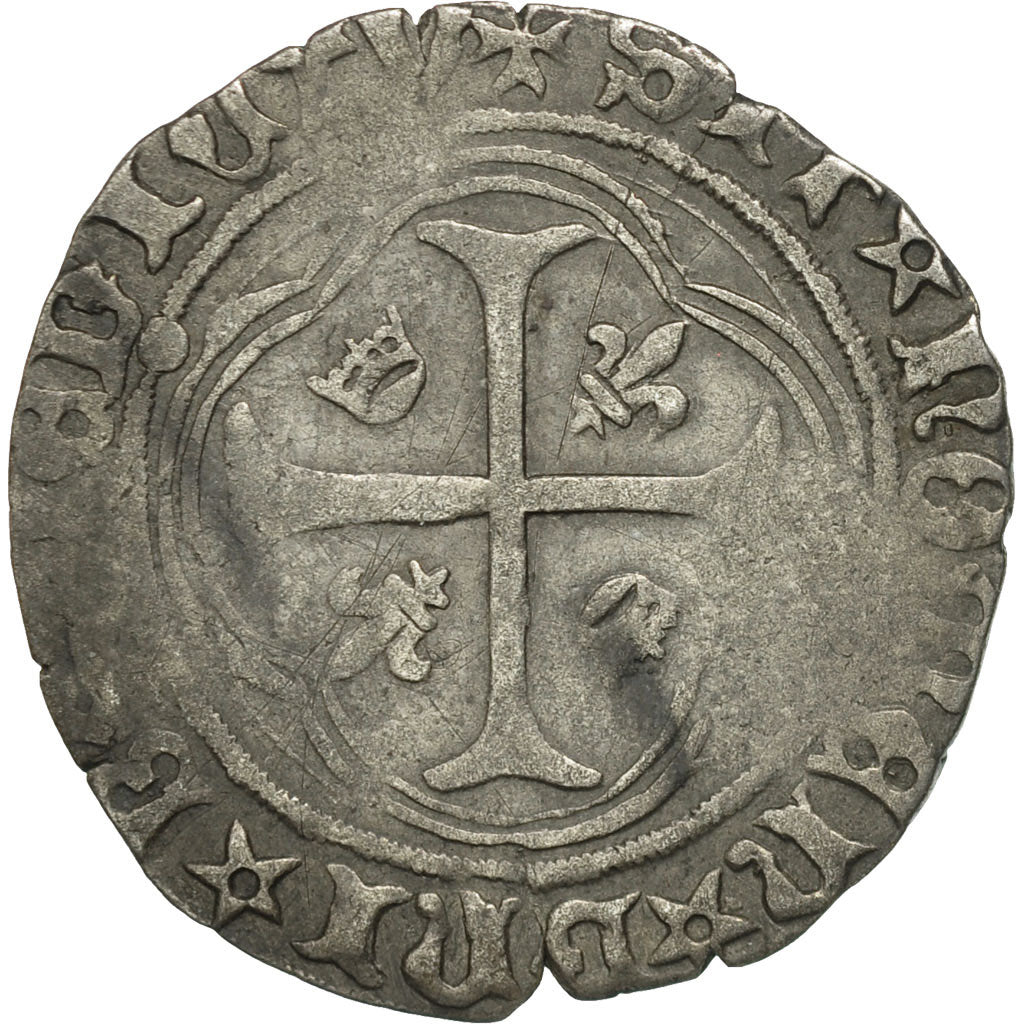 Monnaie, France, Charles VII, Blanc à la couronne, Tournai, TB+, Billon