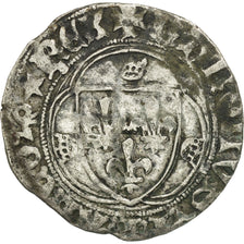 Coin, France, Charles VIII, Blanc à la couronne, Rouen, VF(20-25), Billon
