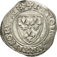 Coin, France, Charles VI, Blanc Guénar, Tournai, EF(40-45), Billon