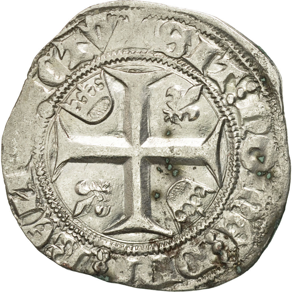 Coin, France, Charles VI, Blanc Guénar, Tournai, EF(40-45), Billon