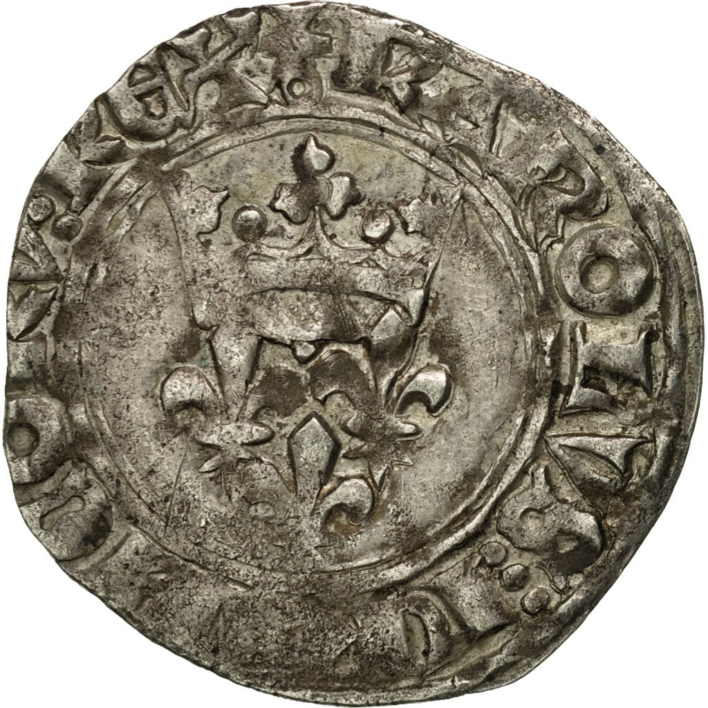 Moneta, Francia, Charles VI, Florette, Paris, MB+, Biglione, Duplessy:387A