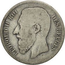 Belgium, Leopold II, 2 Francs, 2 Frank, 1866, F(12-15), Silver, KM:30.1