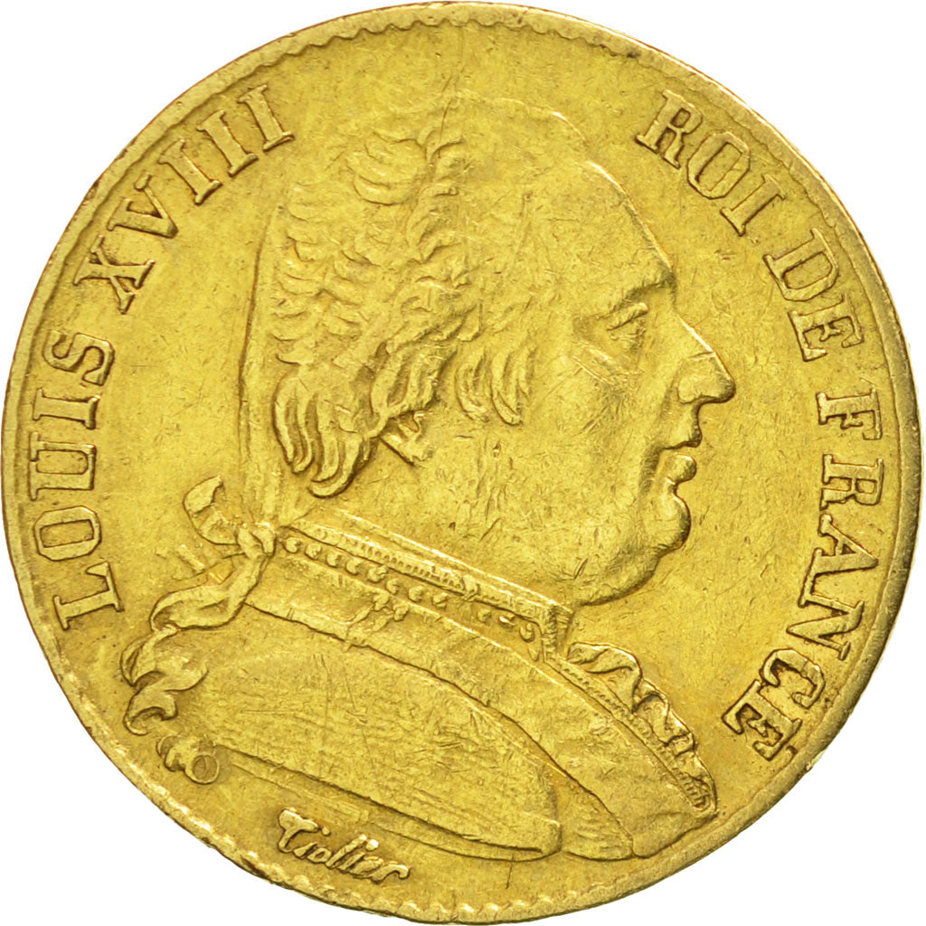 France, Louis XVIII, 20 Francs, 1815, Paris, EF(40-45), Gold, KM:706.1