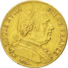 France, Louis XVIII, 20 Francs, 1815, Paris, TTB, Or, KM:706.1, Gadoury:1026