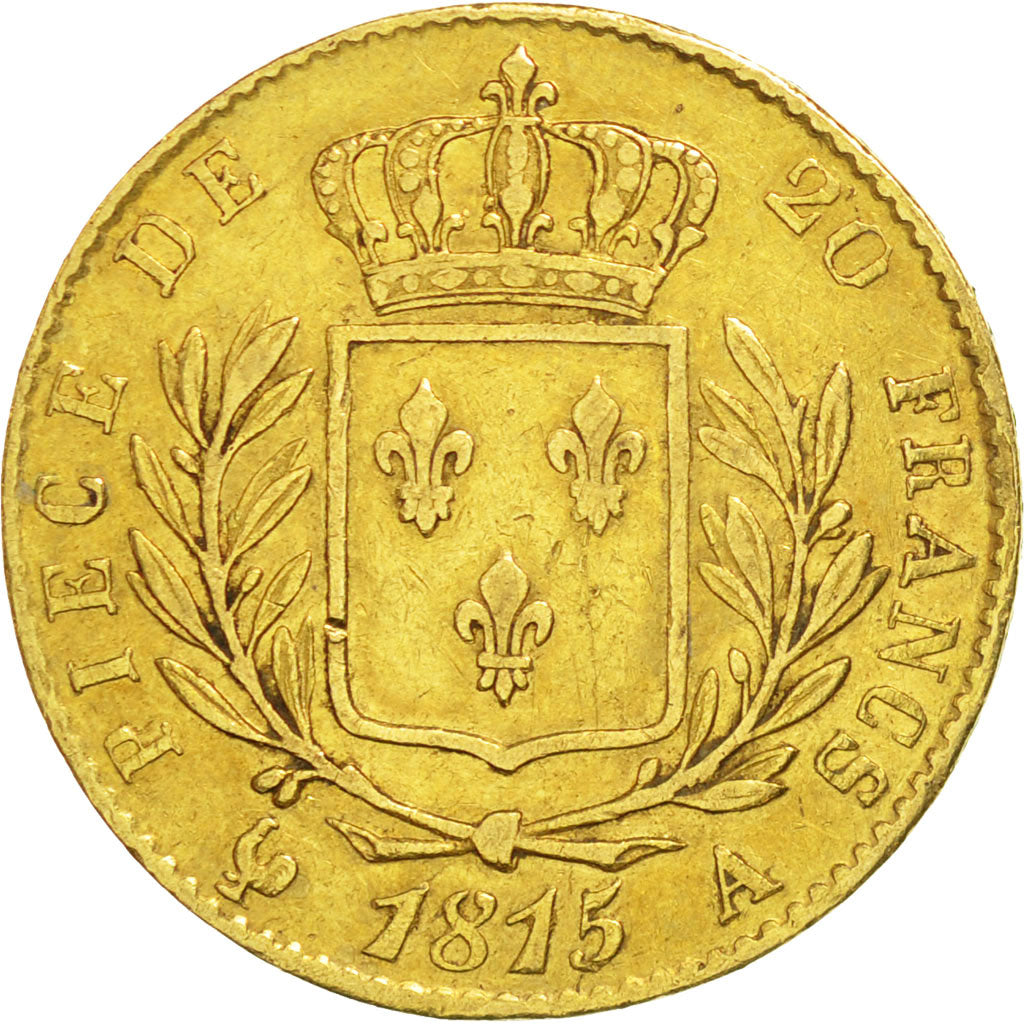 France, Louis XVIII, 20 Francs, 1815, Paris, EF(40-45), Gold, KM:706.1