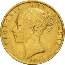Coin, Great Britain, Victoria, Sovereign, 1861, EF(40-45), Gold, KM:736.1
