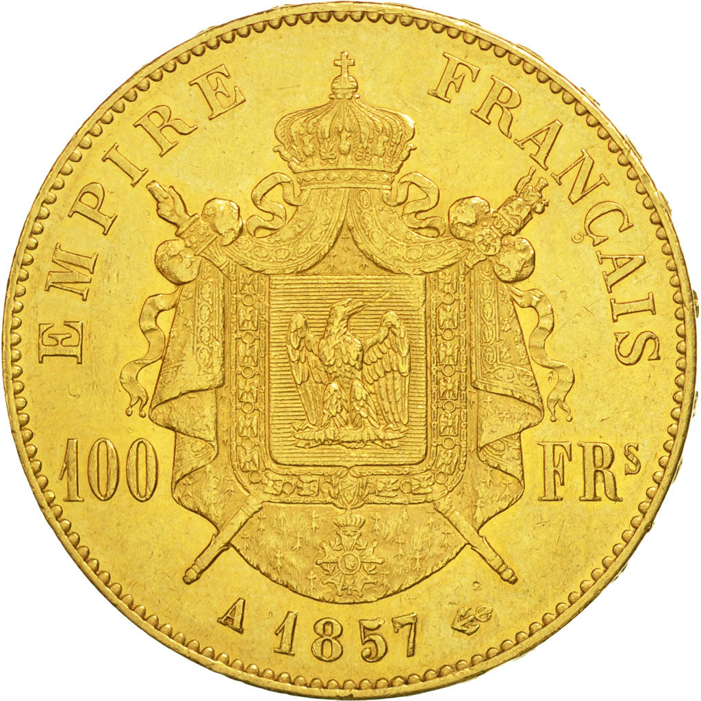 France, Napoleon III, 100 Francs, 1857, Paris, EF(40-45), Gold, KM:786.1