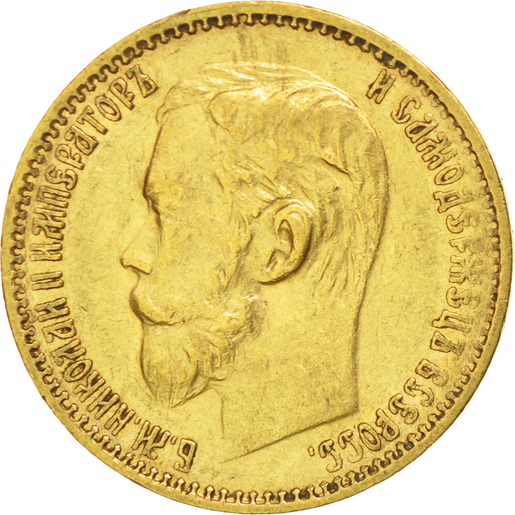 Russie, Nicholas II, 5 Roubles, 1898, St. Petersburg, TTB+, Or, KM:62