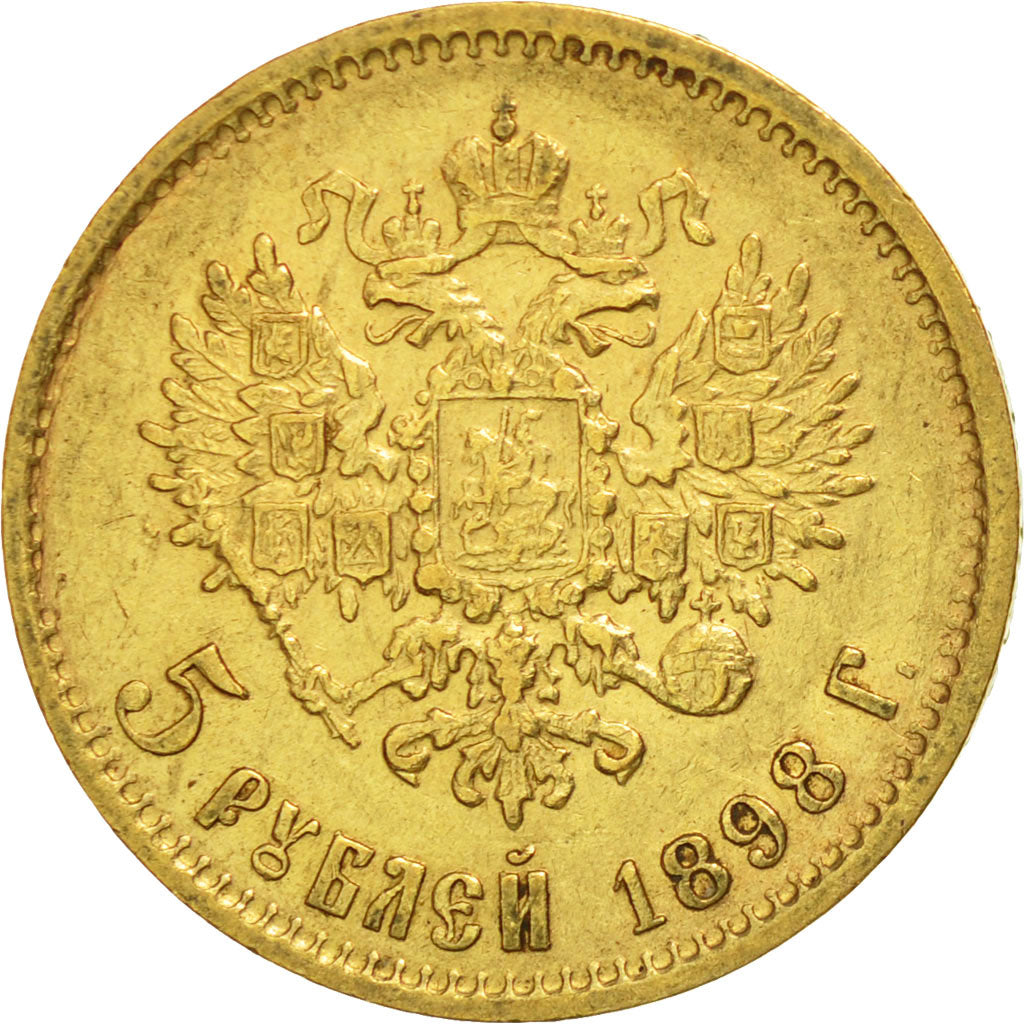 Russie, Nicholas II, 5 Roubles, 1898, St. Petersburg, TTB+, Or, KM:62