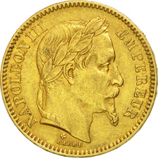 Moneda, Francia, Napoleon III, Napoléon III, 20 Francs, 1864, Strasbourg, MBC