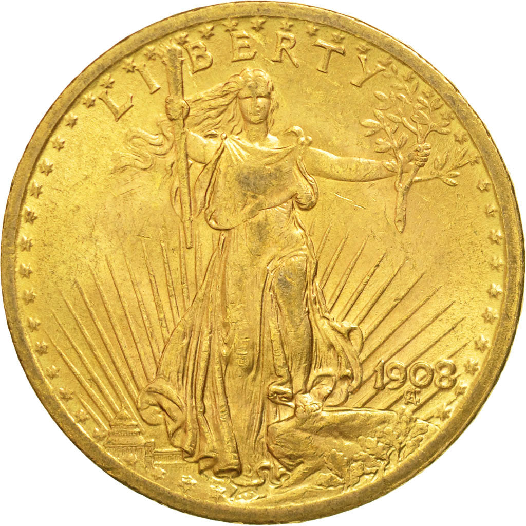 Coin, United States, Saint-Gaudens, $20, Double Eagle, 1908, U.S. Mint