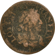 Coin, France, Louis XIII, Double Tournois, 1638, Rouen, F(12-15), Copper