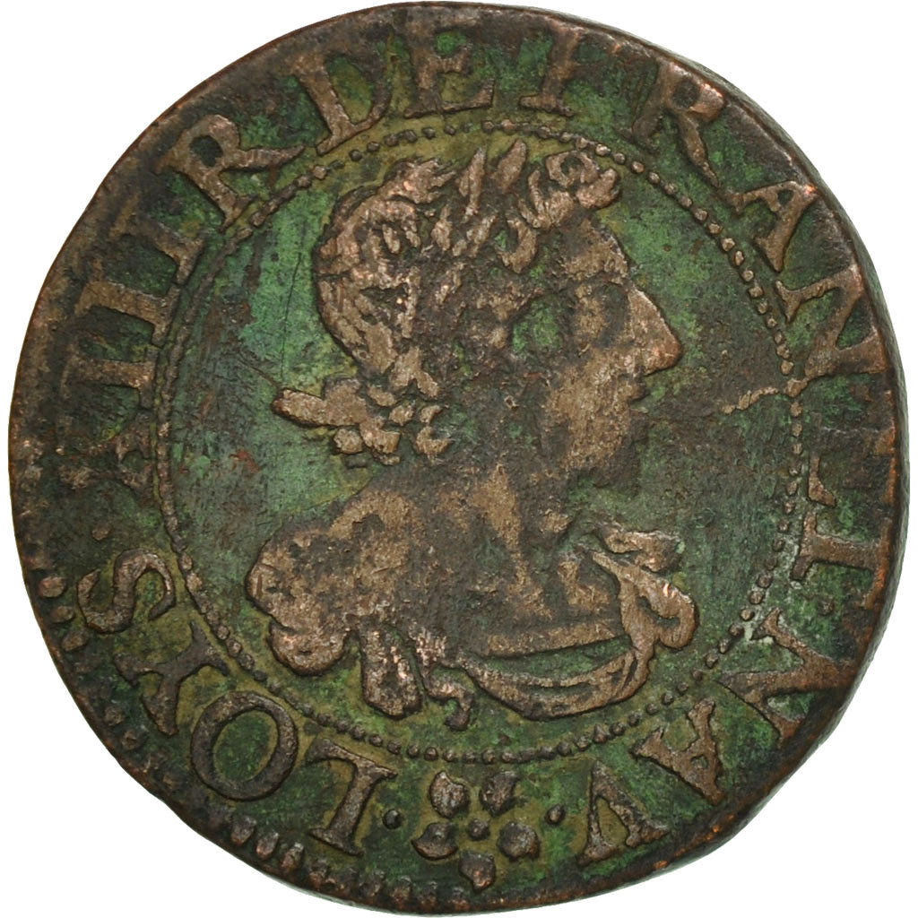 Coin, France, Louis XIII, Double Tournois, 1638, Troyes, VF(30-35), Copper