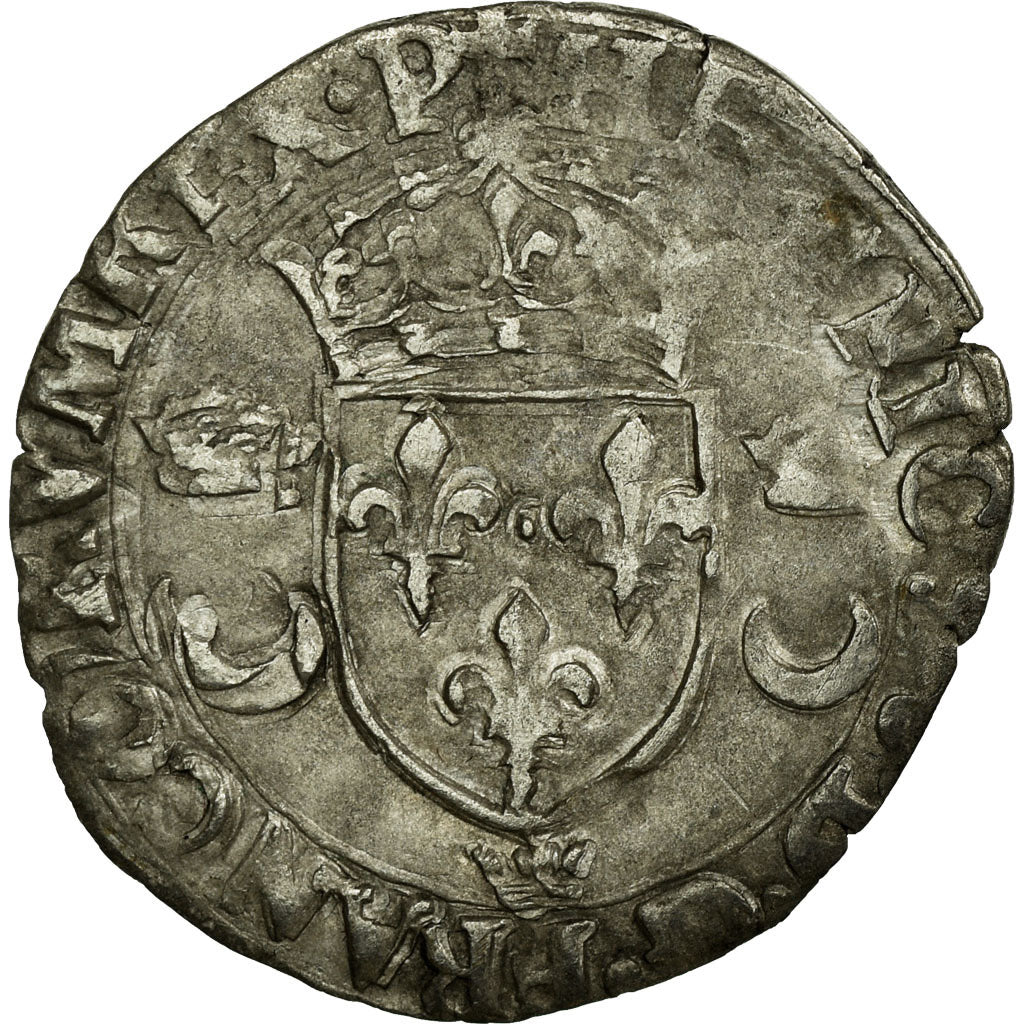 Coin, France, Douzain aux croissants, 1550, Cremieu, VF(20-25), Silver