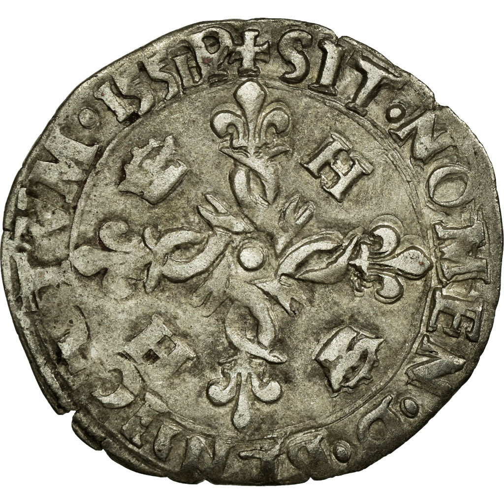 Coin, France, Douzain aux croissants, 1550, Cremieu, VF(20-25), Silver