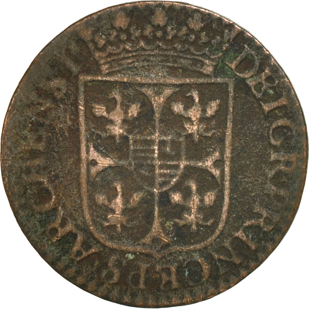 Monnaie, France, Ardennes, Charles I, Liard, 1613, Charleville, TB, Cuivre