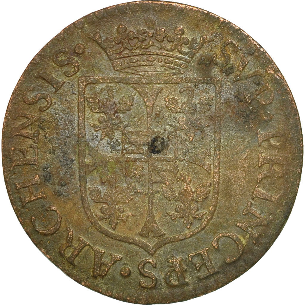 France, Ardennes, Charles I, Liard, 1609, Charleville, F(12-15), Copper, C2G:280