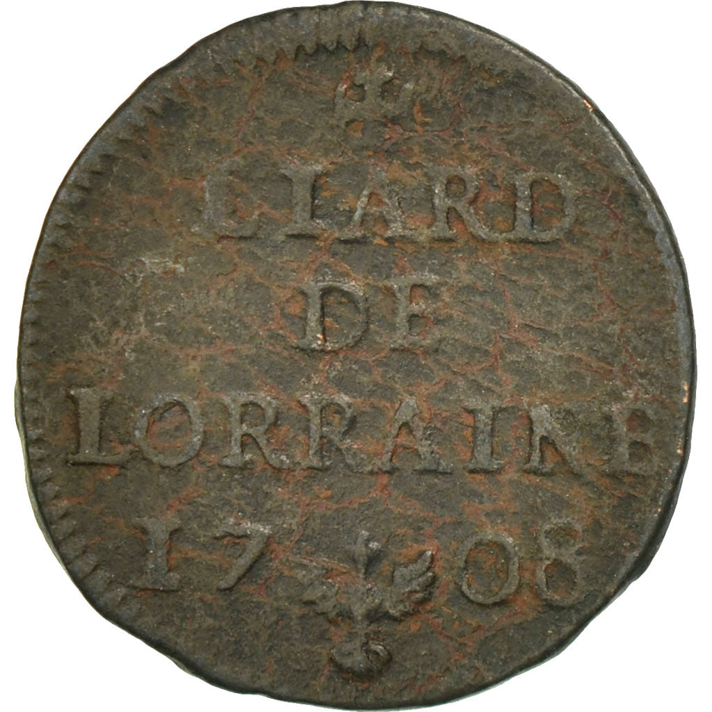 France, LORRAINE, Léopold I, Liard, 1708, Nancy, B+, Cuivre, Boudeau:1594