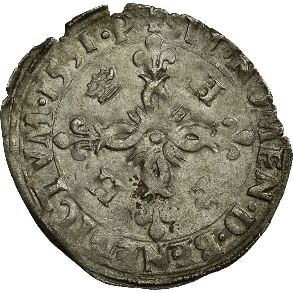 Coin, France, Douzain aux croissants, 1551, Cremieu, VF(20-25), Silver