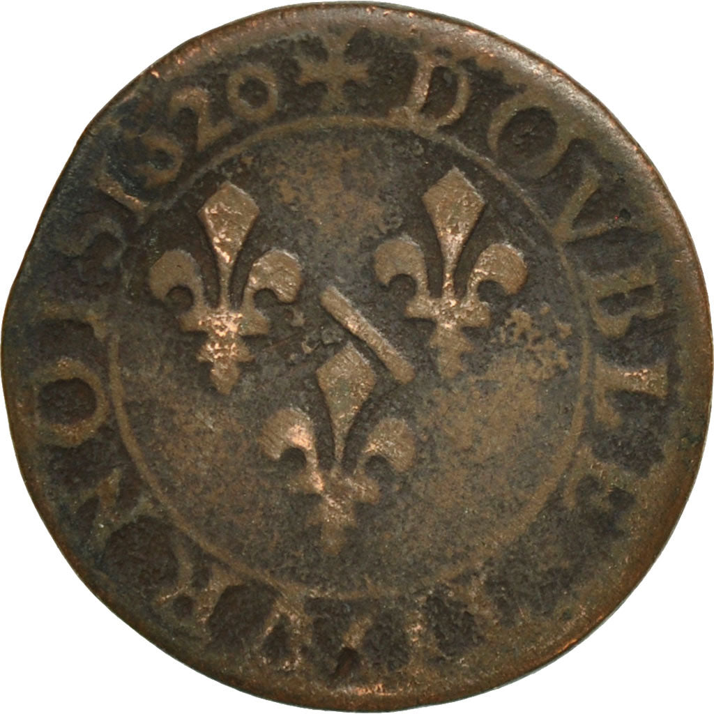 Coin, France, DOMBES, Marie de Montpensier, Double Tournois, 1620, Trévoux