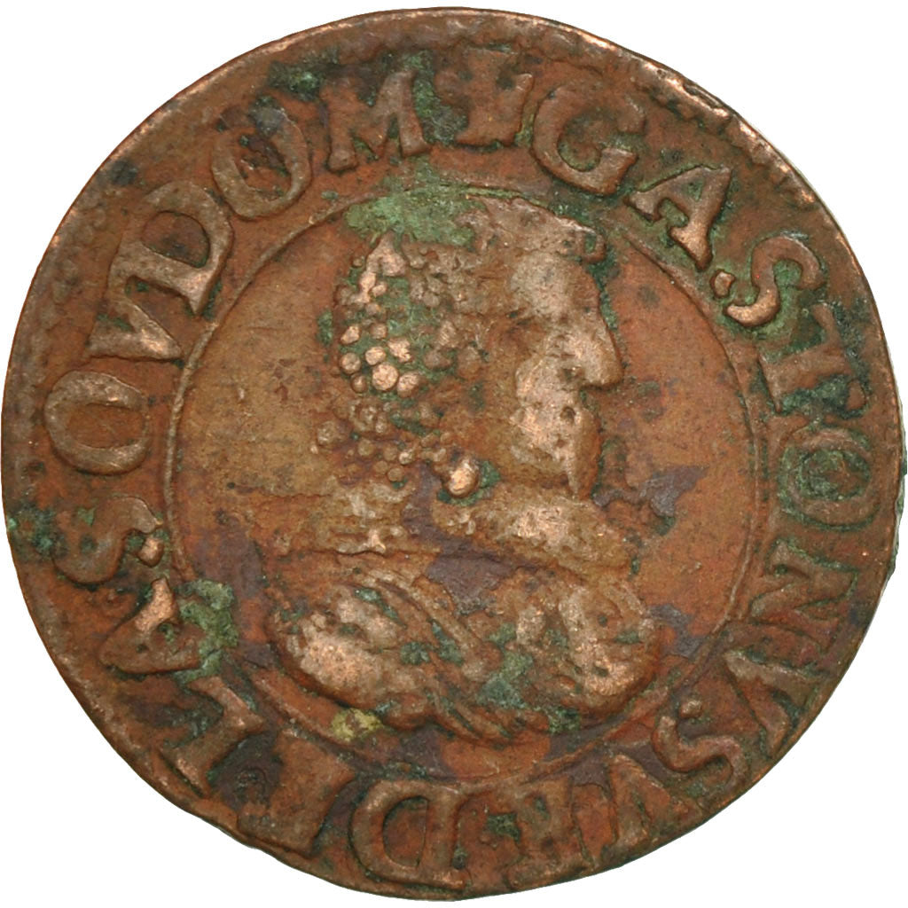 Monnaie, France, DOMBES, Gaston d'Orléans, Double Tournois, 1636, Trévoux, TB