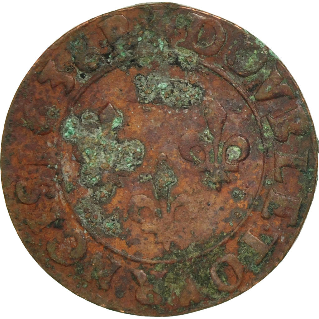 Monnaie, France, DOMBES, Gaston d'Orléans, Double Tournois, 1636, Trévoux, TB