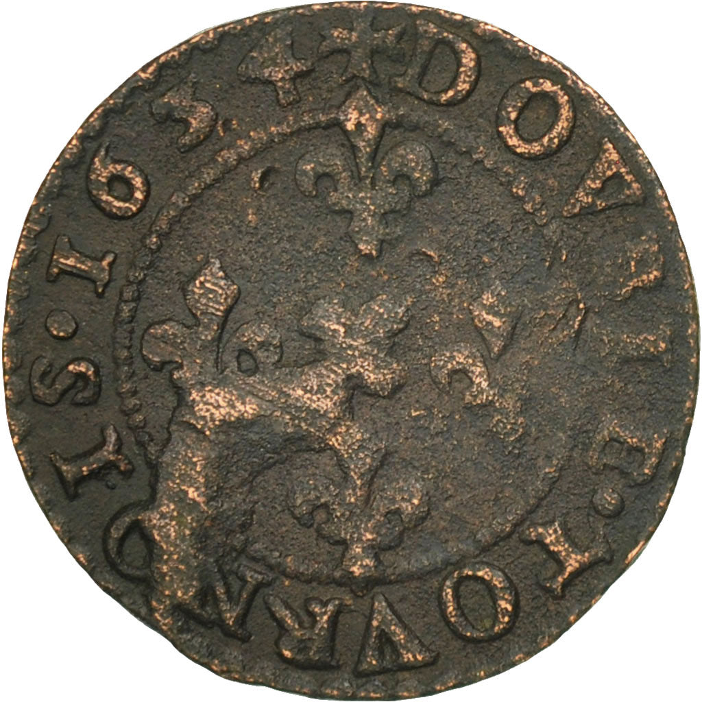 Moneta, Francia, Ardennes, Jean-Théodore, Double Tournois, 1634, Cugnon, MB+