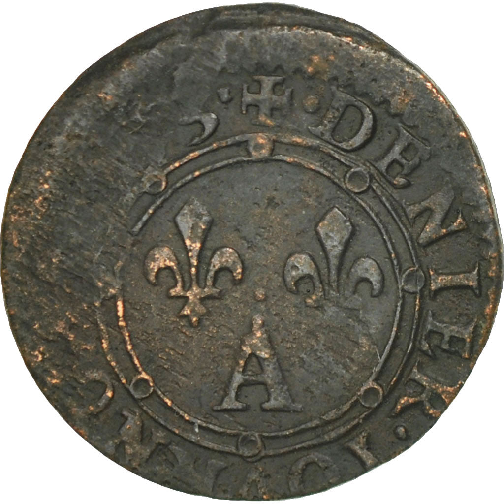 Moneta, Francia, Ardennes, Charles II, Denier Tournois, 1653, Charleville, B+