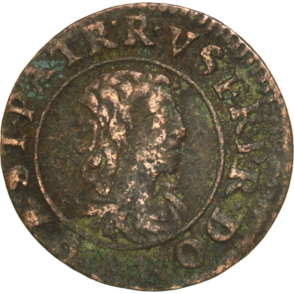 Münze, Frankreich, DOMBES, Gaston d'Orléans, Denier Tournois, 1649, Trévoux