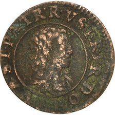 Münze, Frankreich, DOMBES, Gaston d'Orléans, Denier Tournois, 1649, Trévoux