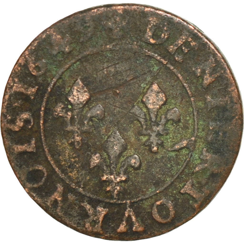 Münze, Frankreich, DOMBES, Gaston d'Orléans, Denier Tournois, 1649, Trévoux