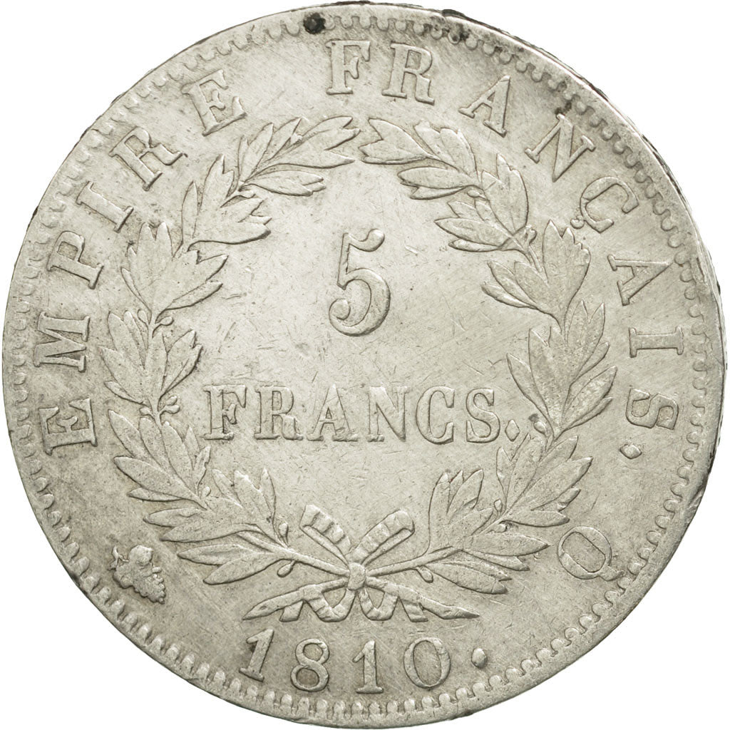 Coin, France, Napoléon I, 5 Francs, 1810, Perpignan, VF(20-25), Silver