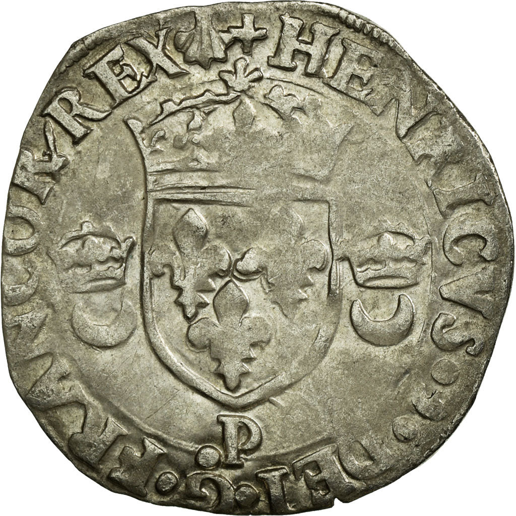 Munten, Frankrijk, Douzain aux croissants, 1551, Dijon, FR+, Zilver, Ciani:1305