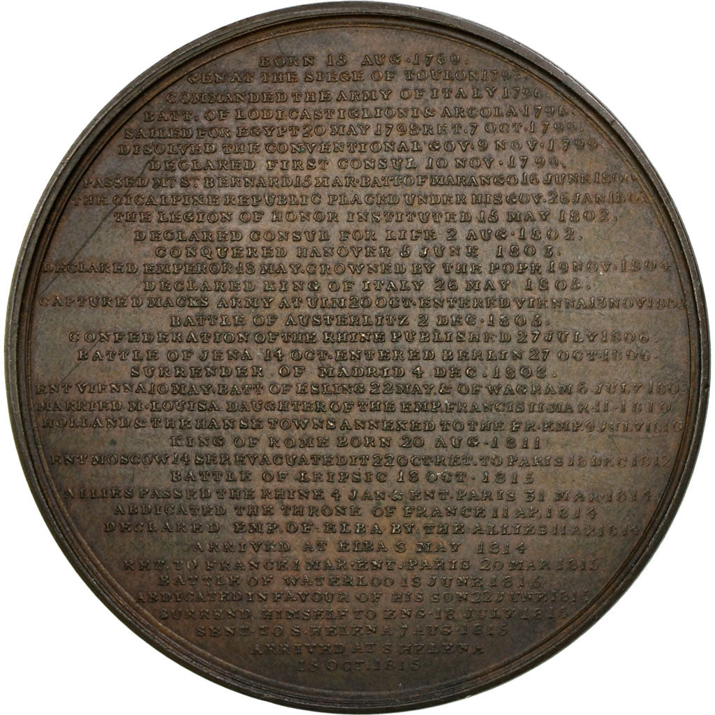 Great Britain, Napoleon, Medal, Death of Napoleon, 1821, AU(55-58), Bronze