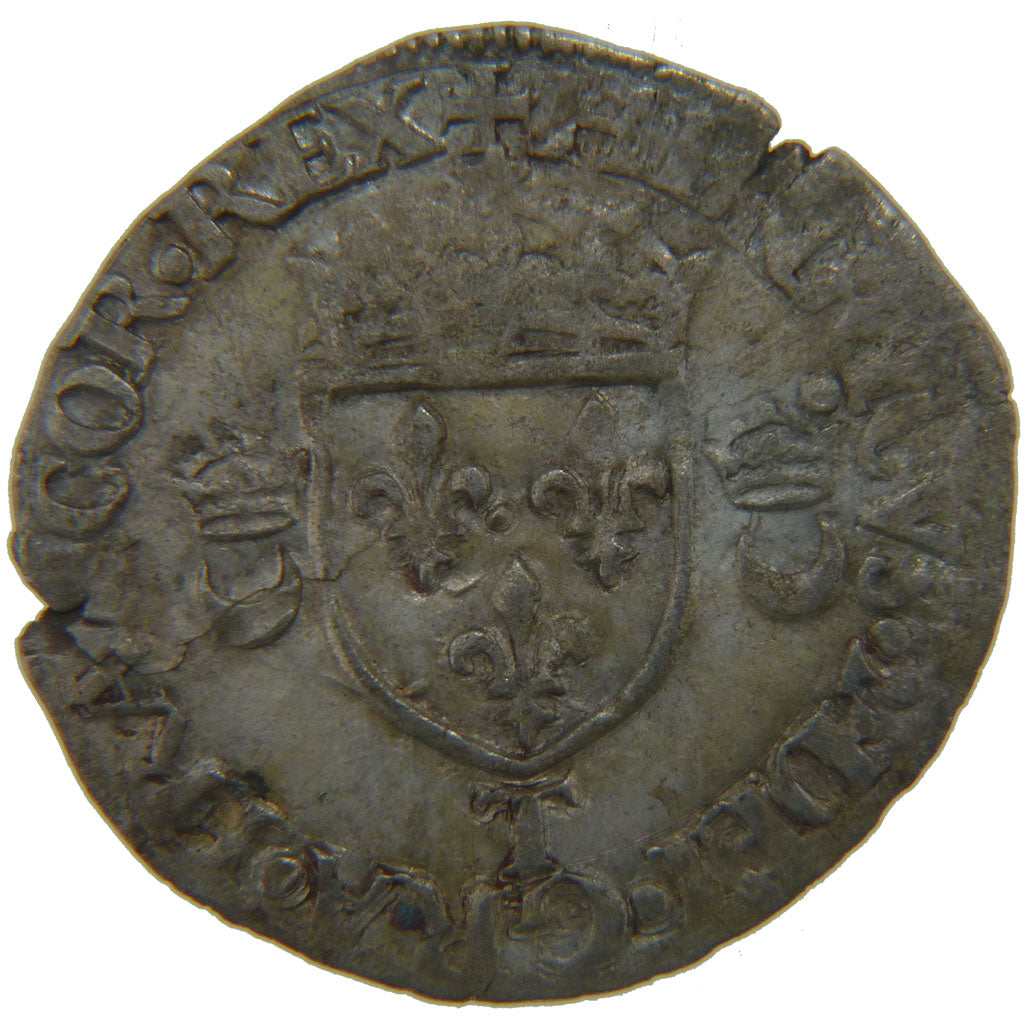 FRANCE, Douzain aux croissants, 1551, Nantes, VF(20-25), Silver, Ciani #1305,...