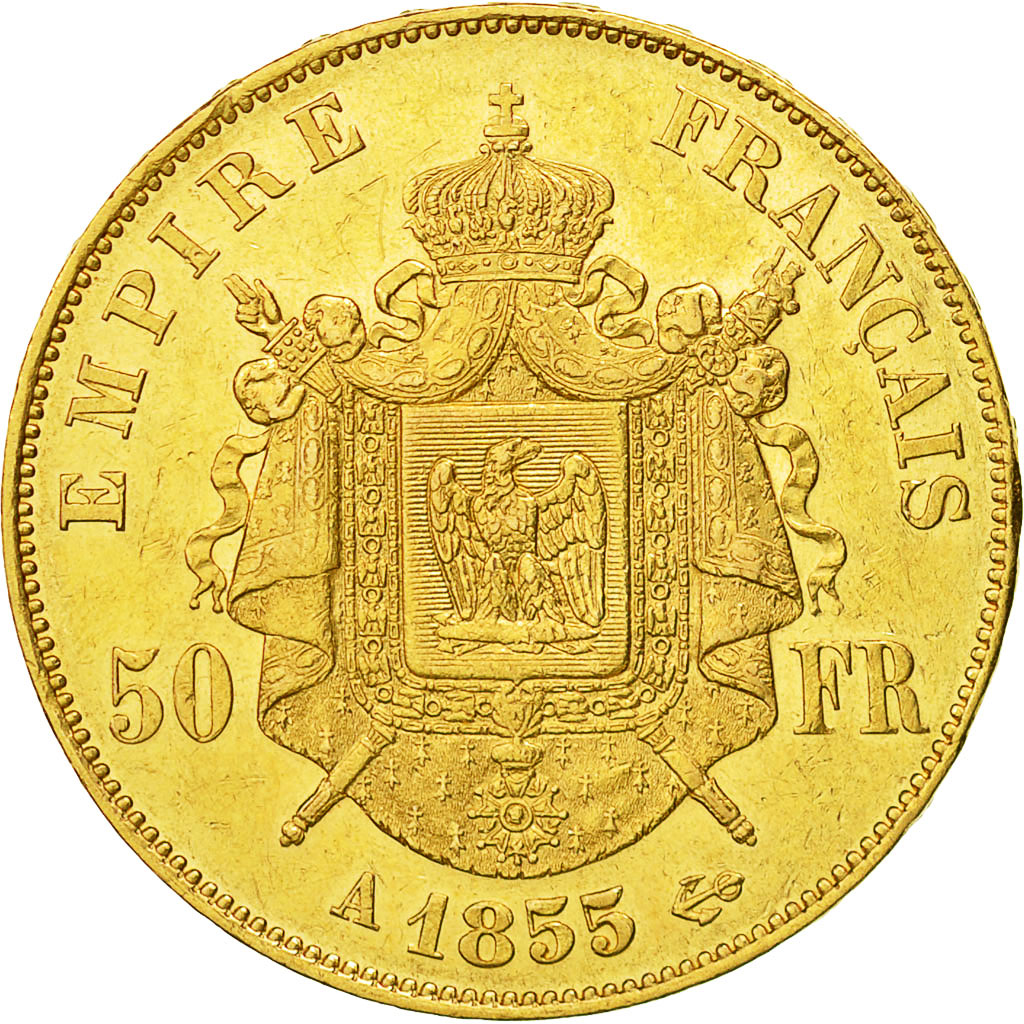 Coin, France, Napoleon III, Napoléon III, 50 Francs, 1855, Paris, AU(50-53)