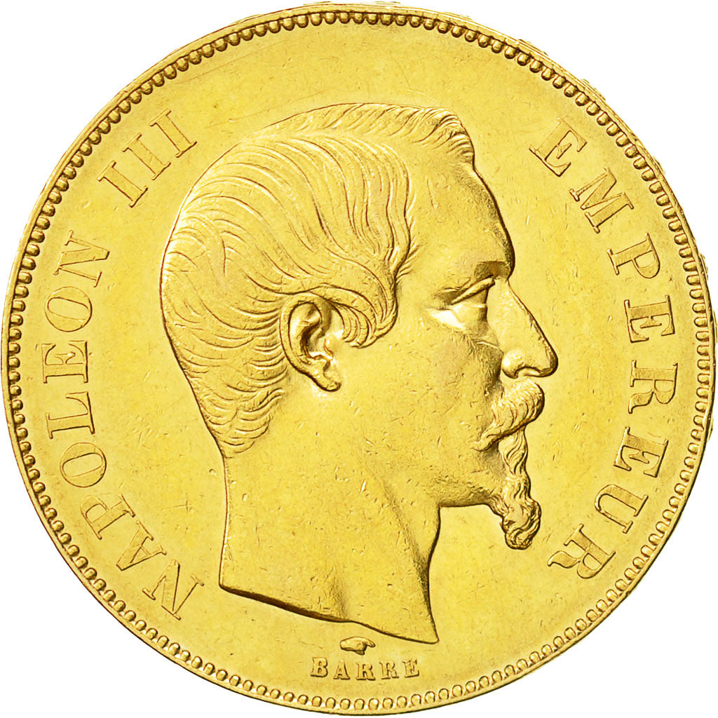 Moneta, Francia, Napoleon III, Napoléon III, 50 Francs, 1857, Paris, BB+, Oro