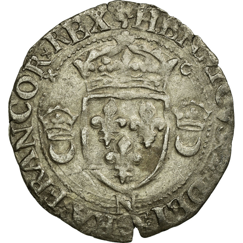 Coin, France, Douzain aux croissants, 1551, Nantes, VF(30-35), Silver
