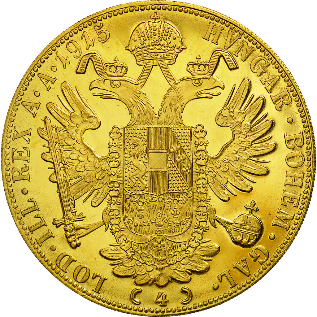 Austria, Franz Joseph I, 4 Ducat, 1915, Vienne, MS(65), Gold, KM:2276