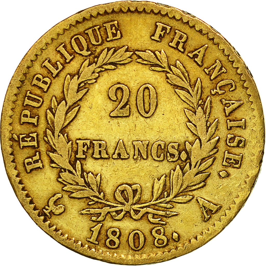 France, Napoléon I, 20 Francs, 1808, Paris, EF(40-45), Gold, KM:687.1